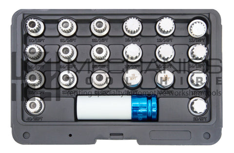 BMW Wheel Security Lock Nut Socket Set - Early Multi Spline Type (20 Piece)